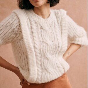 RARE Sezane Brune Jumper Sweater XS/M Ecru Cream Ivory French Soft Alpaca Knit